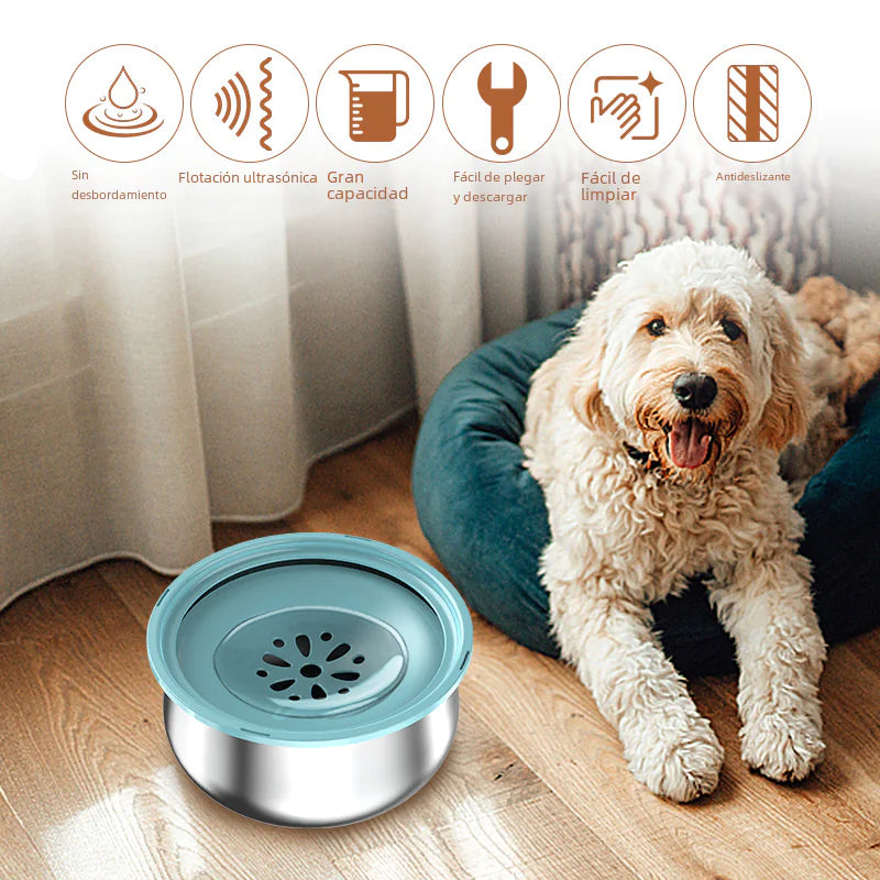 Stainless Steel Dog Water Bowl - Large Pet Bowl with Splash Guard
